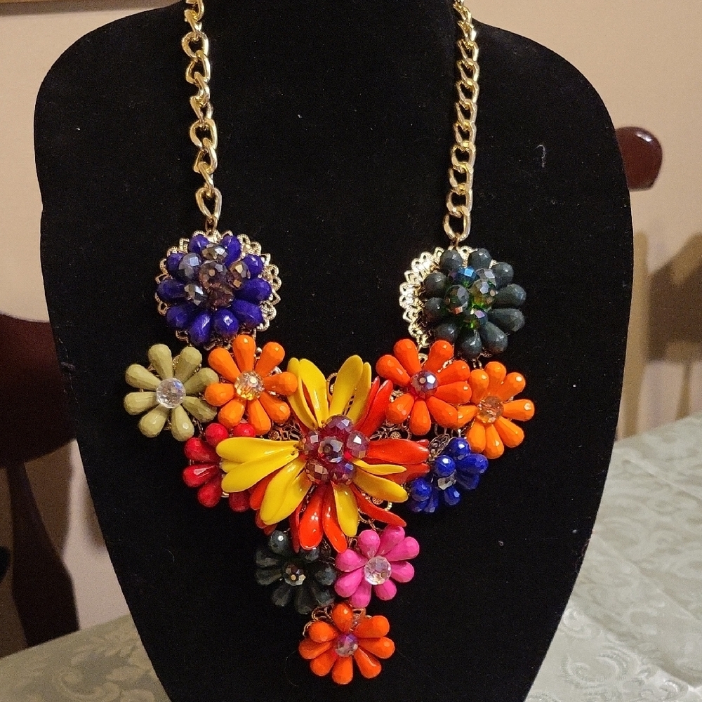 Floral Multicolor Statement Necklace